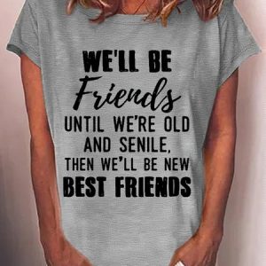 Women's Best Friend Casual Crew Neck T-Shirt, color:Gray|size:3XL, Lilicloth.com
