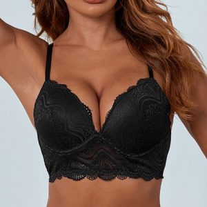 Knitted Lace Sexy Bra & Bralette, Lingeries, color:Black|size:38/85B, Noracora