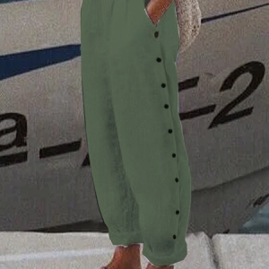 Women's Loose Casual Baggy Long Pant With Pockets, Pants, color:Green|size:XXL, JustFashionNow