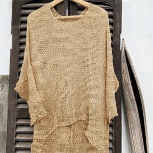 Plain Cotton And Linen Loose Linen Shirt, Shirts & Blouses, color:Khaki|size:XXL, JustFashionNow