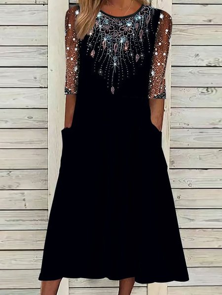 Urban Hot Drilling Geometric Dress, Formal Dresses, color:Black|size:XXL, JustFashionNow