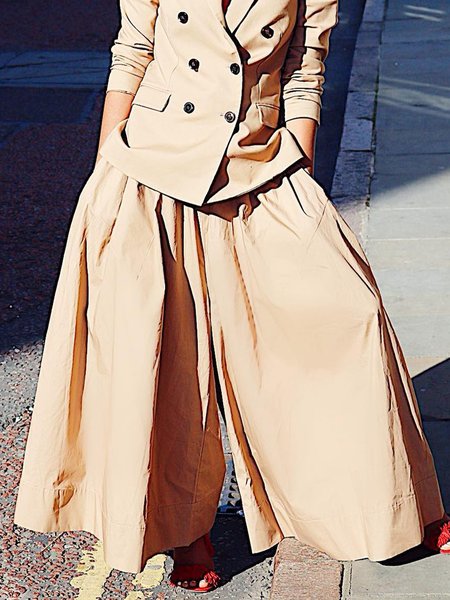 Urban Regular Fit Plain Pants, Pants, color:Khaki|size:XXL, Stylewe