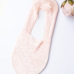 Casual Lace Floral Hidden Crew Socks Daily Commuter Accessories, Socks & Tights, color:Light Pink|size:One-size, Noracora