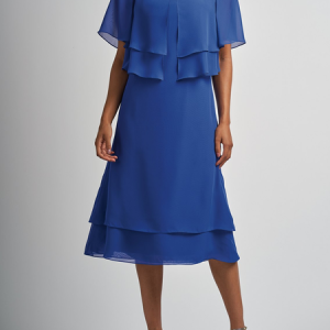 Women Plain Half Sleeve Comfy Party Midi Dress, Dresses, color:Blue|size:XXL, Noracora