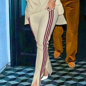 Plus Size Loose Color Block Knitted Casual Sweatpants & Joggers, Plus Pants, color:Apricot|size:4X, Stylewe