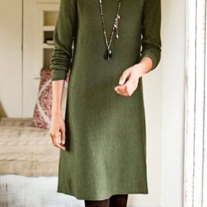 Cotton-Blend Casual Regular Fit Plain Dress, Dresses, color:Green|size:XXL, JustFashionNow