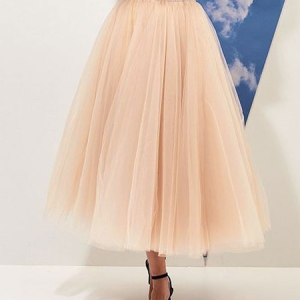 Loose Ultra lightweight Elegant Plain Midi Skirt, Skirts, color:Pink|size:XXL, Stylewe