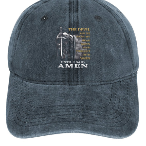 The Devil Saw Me With My Head Down Until I Said Amen Veterans Adjustable Denim Hat, color:Blue|size:One-size, Lilicloth.com