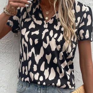 Casual Loose Abstract Others Shirt, Shirts & Blouses, color:Black|size:XS, JustFashionNow