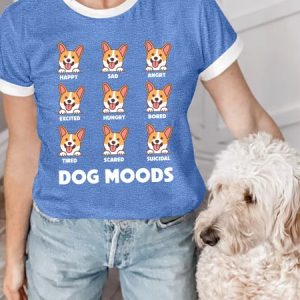 Lilicloth X Funnpaw Women's Funny Dog Mood T-Shirt, color:Blue|size:L, Lilicloth.com