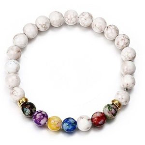 Leisure Ethnic Style Natural Mineral Colorful Beaded Bracelet, Bracelets, color:White|size:One-size, JustFashionNow