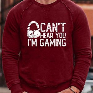 Can't Hear You I'm Gaming Man Sweatshirt, color:Red|size:3XL, Lilicloth.com