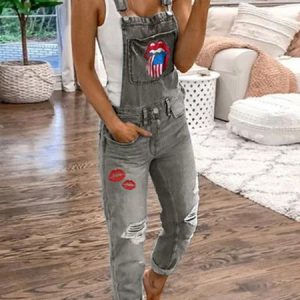 Washed Denim One-Pieces, Jumpsuits&Rompers, color:Gray|size:XXL, Noracora