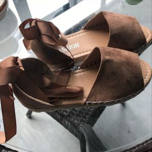 JFN  Solid Color Lace-Up Heel Covering Sandals, Sandals, color:Khaki|size:US 11 | EU 42 | UK 8 | CN 44, JustFashionNow