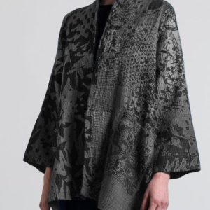 Jacket Casual Long Sleeve Pockets Round Neck Coat, Kimono, color:Gray|size:5XL, Noracora