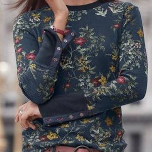Black Long Sleeve Round Neck Casual T-shirt, T-Shirts, color:Black|size:4XL, JustFashionNow