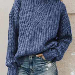 Oversized Crowneck Sweater, Sweaters, color:Blue|size:XXL, JustFashionNow