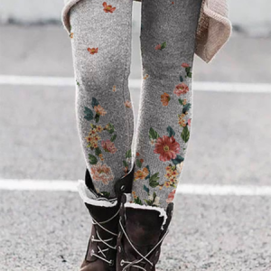 Plus size Floral Leggings Leggings, Bottoms, color:Gray|size:XXL, JustFashionNow