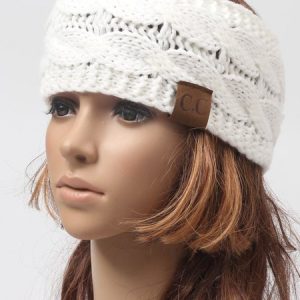 Autumn And Winter    fashion hairpin ski cap handmade knitted headband, Women Hats, color:White, JustFashionNow