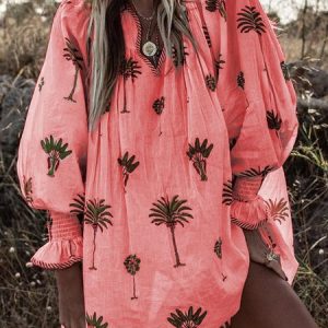 Summer Boho V Neck Beach Boho Floral Casual Mini Dress, Midi Dresses, Roselinlin - Online Catalog