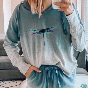 Ombre/Tie-Dye Cotton-Blend Hoodie Long Sleeve Tops, Tops, color:Blue|size:3XL, Noracora