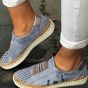 All Season Hollow-Out Flats, Flats/Loafers, color:Gray blue|size:43, Noracora