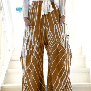 Women Casual Fall Striped Boho Pockets Pants, Pants, Roselinlin - Online Catalog