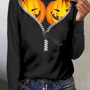 Jersey Halloween Loose Casual T-Shirt, T-shirts, color:Color3|size:5XL, Noracora