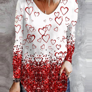V Neck Casual T-Shirt, T-shirts, color:Multicolor|size:XXL, Noracora