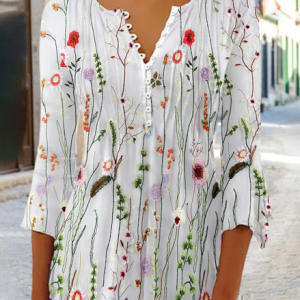 Casual Regular Fit Buckle Tunic Top, Blouses, color:White|size:XXL, Noracora