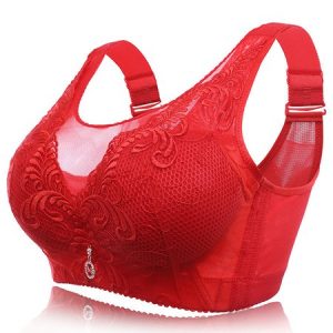 Embroidery Wireless Full Busted Anti Sagging Cami Bras, Lingeries, color:Red|size:EU 110E/US 48DD, Noracora