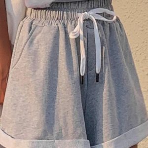 Casual Lace-Up Plain Pockets Shorts, Shorts, color:Gray|size:XL, Noracora