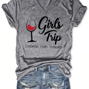 Girl's Trip Cheaper Than Therapy Women's T-Shirt, T-shirts, color:Grey|size:3XL, catalog Noracora shop