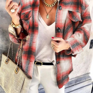 Red Casual Long Sleeve Outerwear, Coats, color:Red|size:3XL, Noracora