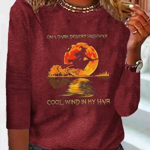 Halloween Crew Neck Casual T-Shirt, T-shirts, color:Red|size:XXL, Noracora