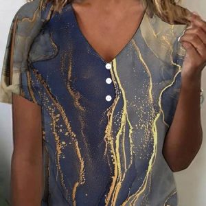 Casual V Neck Butterfly Shirt, Blouses, color:As Picture|size:3XL, Noracora
