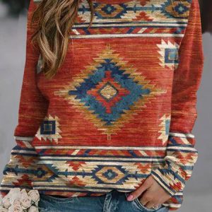 Casual Crew Neck Jersey Sweatshirt, Hoodies & Sweatshirts, color:Multicolor|size:XXL, Noracora