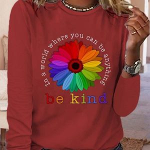 Sunflower Crew Neck Loose T-Shirt, T-shirts, color:Red|size:XXL, Noracora