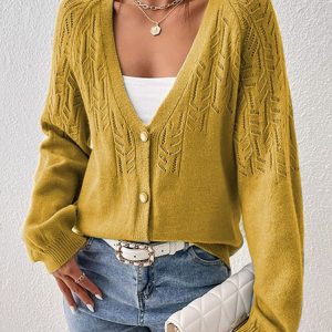 Casual Wool/Knitting Others Loose Cardigan, Cardigans, color:Yellow|size:XL, Noracora
