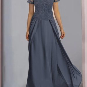 Women's V Neck Short Sleeve Plain Casual Dress, Maxi, color:Blue|size:XXL, Noracora