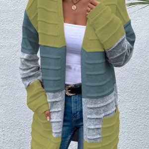 Casual Sweater Coat, Cardigans, color:Yellow|size:XXL, Noracora