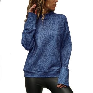 long sleeve shift zebra Top, Hoodies & Sweatshirts, color:Blue|size:XXL, Noracora
