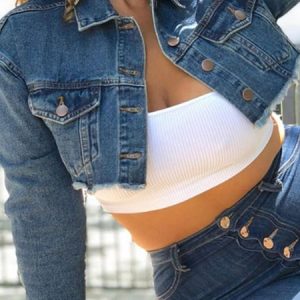 Regular Fit Casual Shirt Collar Denim Jacket, TOPS, color:Light Blue|size:4X, Noracora