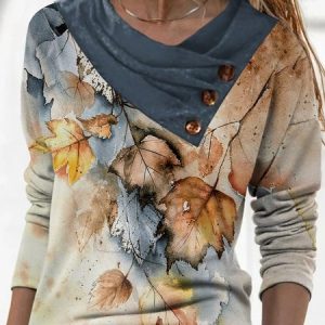 Jersey Buckle Casual Loose T-Shirt, T-shirts, color:Blue|size:XXL, Noracora
