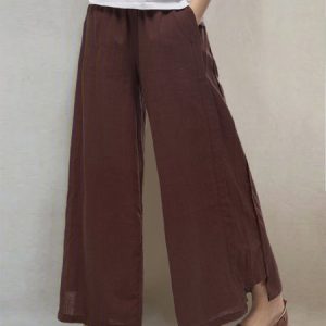 Plus Size Casual Pockets Solid Loose Pants, Pants, color:Wine Red|size:5XL, Noracora
