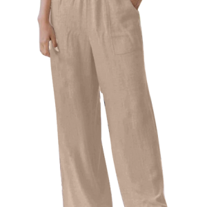 Cotton Loose Casual Plain Pants, Pants, color:Khaki|size:XXL, Noracora
