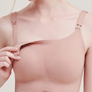 Maternity Plain Nursing Bra, Lingeries, color:Pink|size:4XL, Noracora