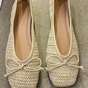 Weaving Material Casual Plain All Season Shallow Shoes, Flats/Loafers, color:Khaki|size:40, Noracora