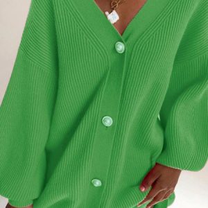 Casual Wool/Knitting Cardigan, Cardigans, color:Green|size:L, Noracora