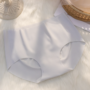 Breathable Casual Plain Panty, Lingeries, color:Light Gray|size:L, Noracora